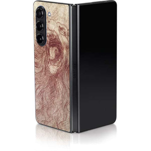 da Vinci - Sketch of a roaring lion by Da Vinci Galaxy Z Fold5 5G Skin
